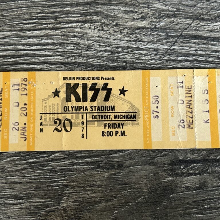 KISS FULL TICKET STUB Detroit 1/20 1978 Alive 2 Concert Tour Vintage Kiss Aucoin