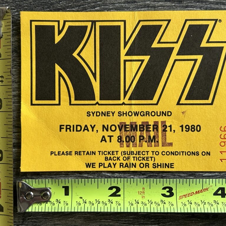 KISS TICKET STUB Sydney Australia 11/21 1980 Unmasked Tour Vintage Kiss Aucoin