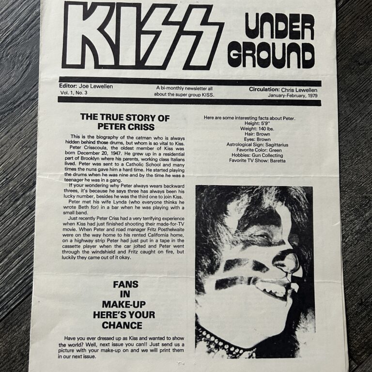 KISS Fanzine Newsletter Magazine Kiss Underground #3 1979 Vintage Kiss Aucoin