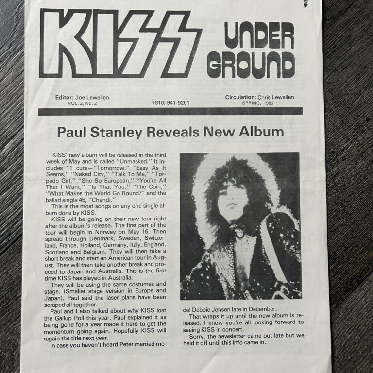 KISS Fanzine Newsletter Magazine Kiss Underground 1980 Vintage Kiss Aucoin