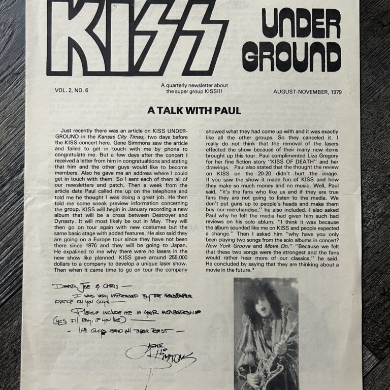 KISS Fanzine Newsletter Magazine Kiss Underground v2 #6 1979 Vintage Kiss Aucoin