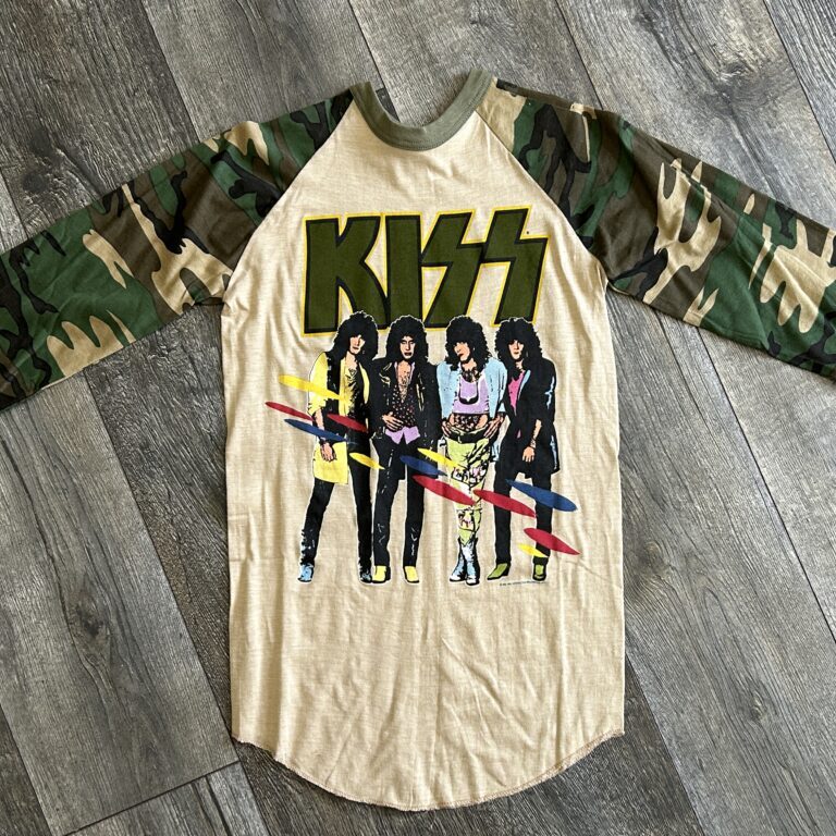 KISS Vintage Concert Shirt Raglan Jersey Asylum Tour Kiss Army Camo Vintage Kiss