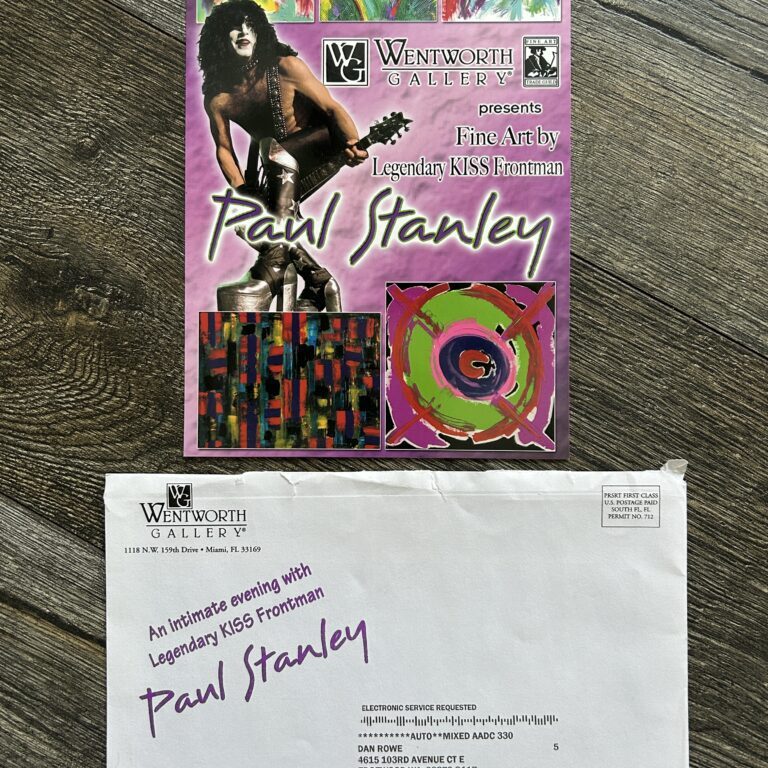 Kiss PAUL STANLEY ART Wentworth Gallery Invitation Envelope Boca Ft Lauderdale