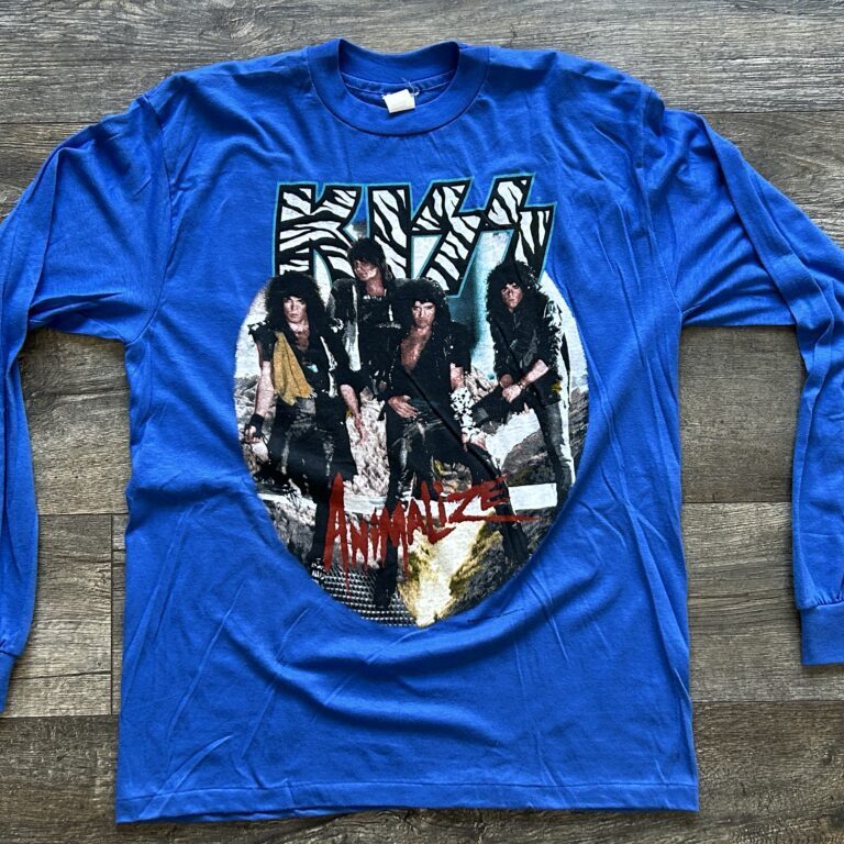 KISS Vintage Concert Shirt Animalize Tour 1984-85 Blue Long Sleeve Vintage Kiss