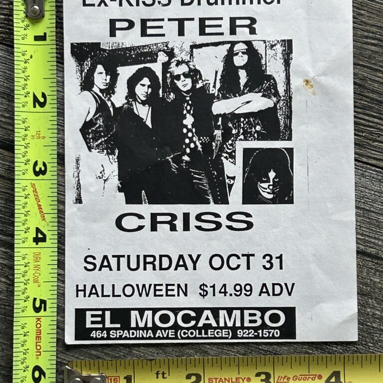 Kiss PETER CRISS Concert Handbill Flyer Ad Toronto Canada 1992 Vintage Kiss