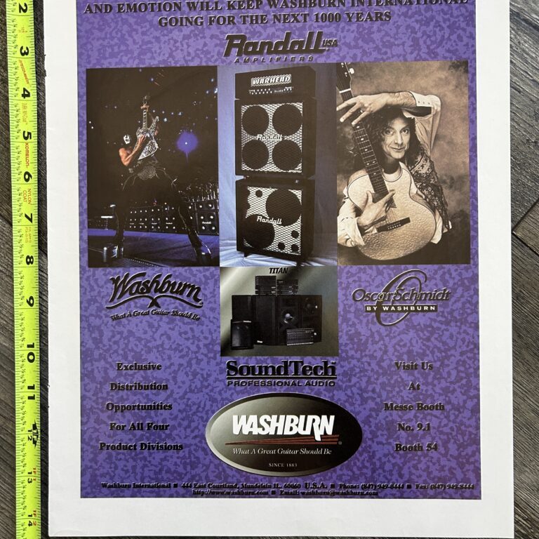 KISS Ad Advert PAUL STANLEY Washburn Mirror Guitar Psycho Circus Vintage Kiss