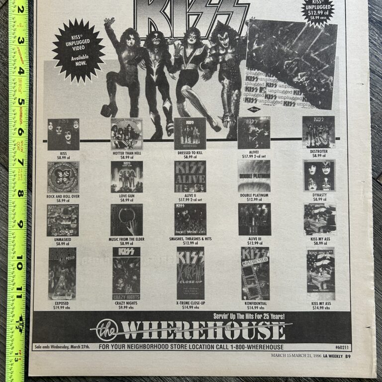 KISS Ad Advert Back Catalog Wherehouse California Record Store 1996 Vintage Kiss