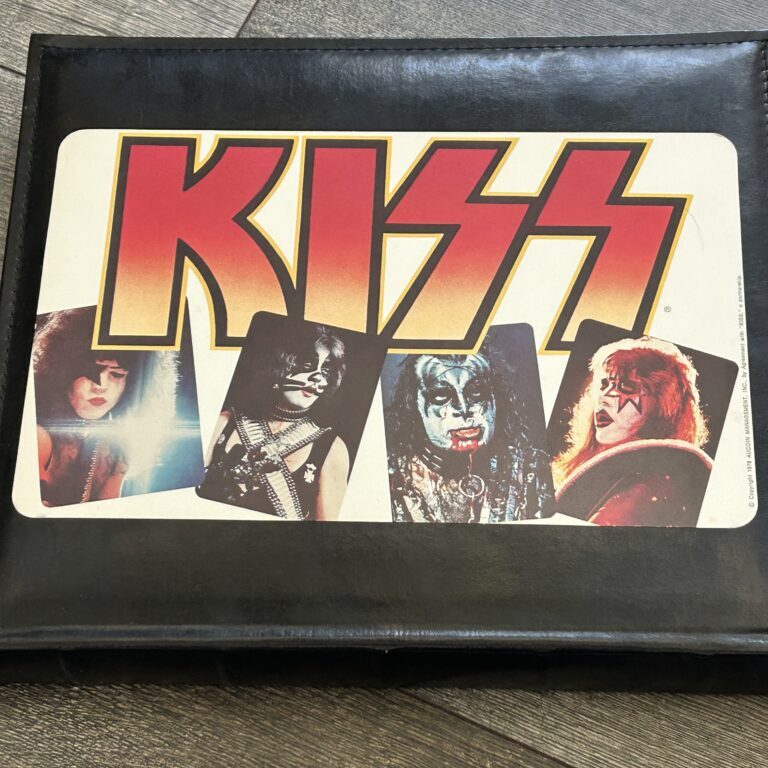 KISS Record Player Sicker 1978 on Cover of Empty Scrap Album Vintage Kiss Aucoin