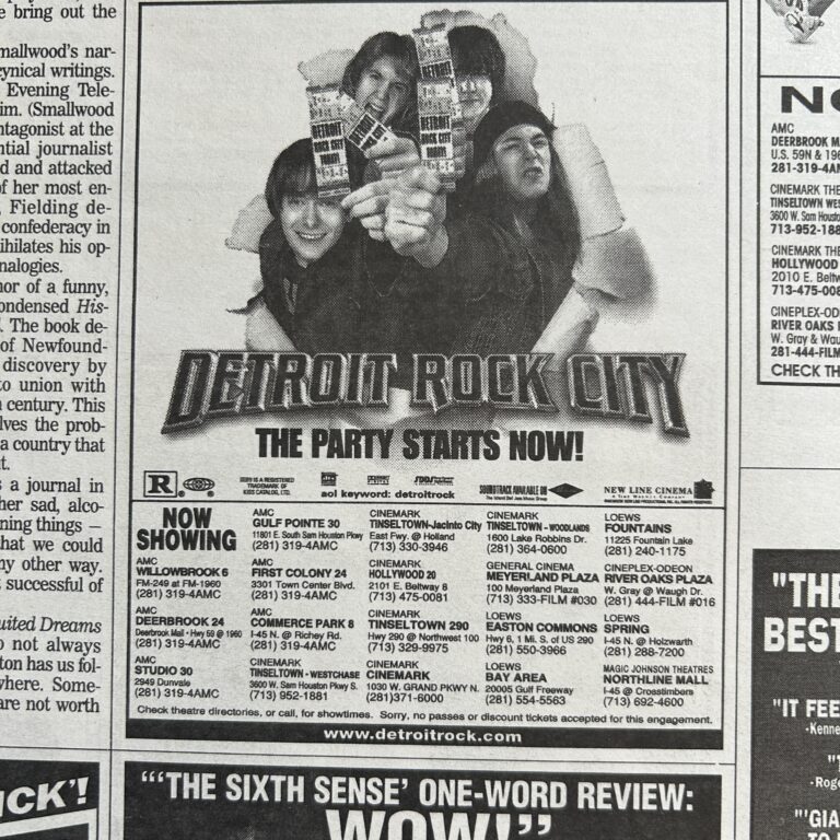 KISS Ad Advert Detroit Rock City Movie Houston Texas Showing 1999 Vintage Kiss