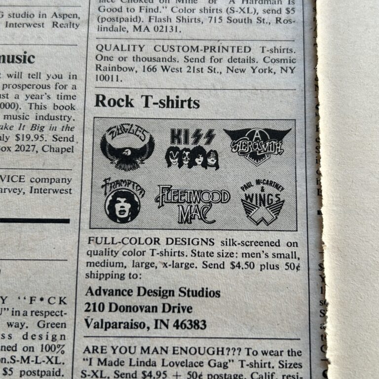 KISS Ad Advert Vintage Mail Order T-Shirts 1977 1979 3pc Lot Vintage Kiss Aucoin