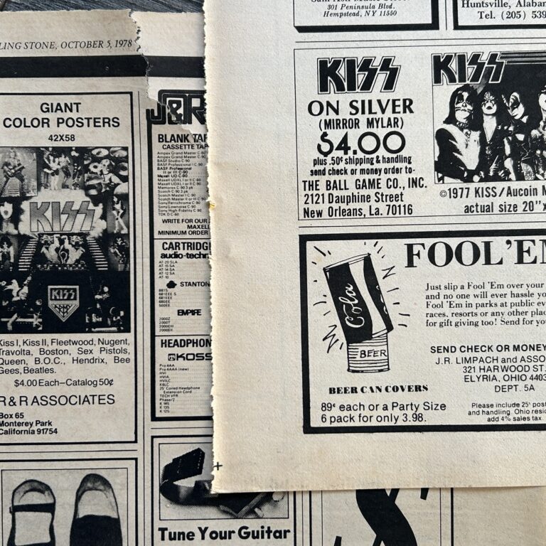 KISS Ad Advert Vintage Mylar Poster 1977 Jumbo Poster 1978 Vintage Kiss Aucoin