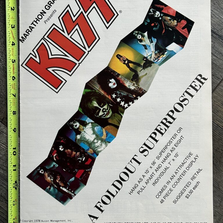 KISS Ad Advert Marathon Fold Out Super Poster 1978 Vintage Kiss Aucoin 11x14