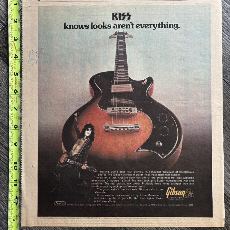 KISS Ad Advert Paul Stanley Marauder Gibson 1976 Vintage Kiss Aucoin 11x13