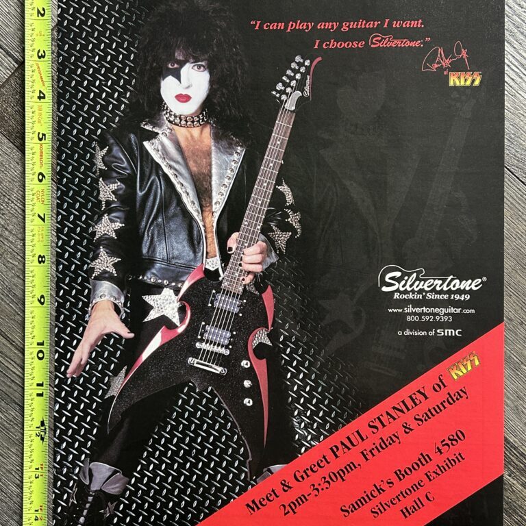 KISS Ad Advert Paul Stanley Silvertone Guitar NAMM Promo Ad Vintage Kiss 10x14