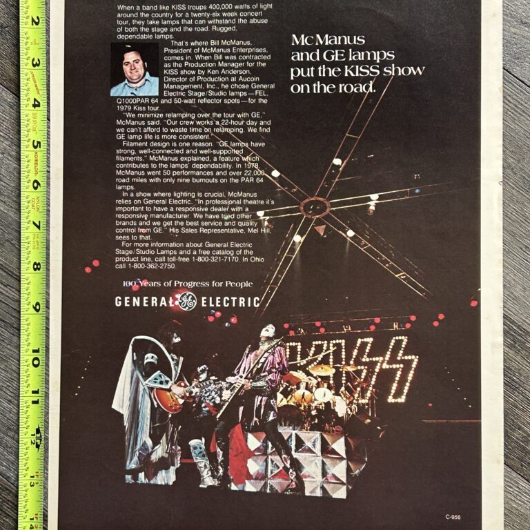 KISS Ad Advert Dynasty Concert Tour 79 GE Lighting Rig Vintage Kiss Aucoin 11x14