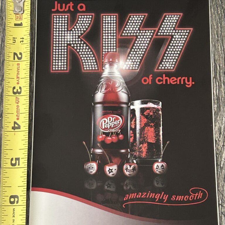 KISS Sticker Dr. Pepper Kiss Of Cherry 5x7 Unused 2010 Vintage Kiss Memorabilia