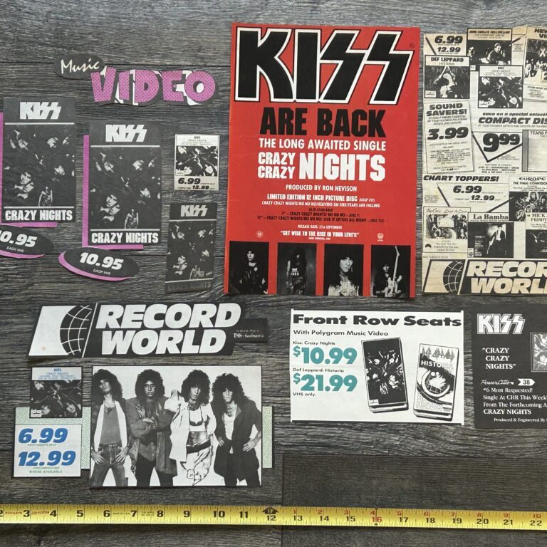 KISS Ad Advert Clippings CRAZY NIGHTS Vinyl Tape VHS Video 9pc Lot Vintage Kiss