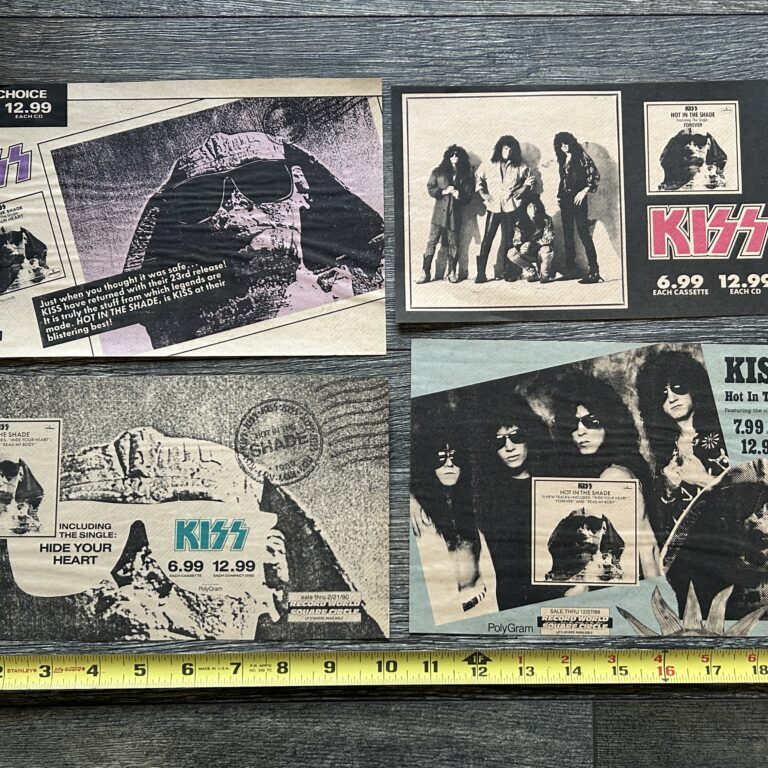 KISS Ad Advert Clippings Lot HOT IN THE SHADE Record Mart 4pc Vintage Kiss