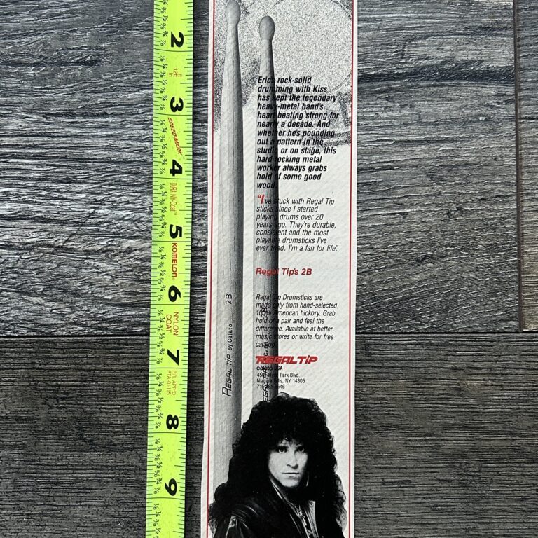 KISS Ad Advert ERIC CARR Regal Tip Drumsticks Crazy Nights Fox 1987 Vintage Kiss