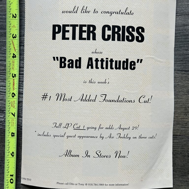 Kiss Ad Advert PETER CRISS Catman Cat Solo Album Bad Attitude Song Vintage Kiss