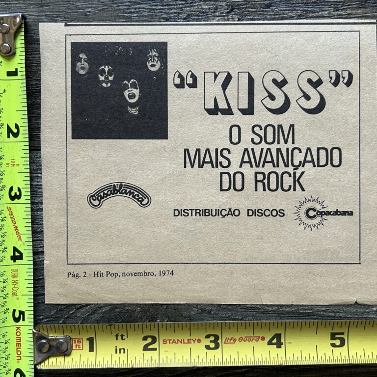 KISS Ad Advert Debut Album Vinyl Record Brazil Nov 1974 Vintage Kiss Aucoin 5x5