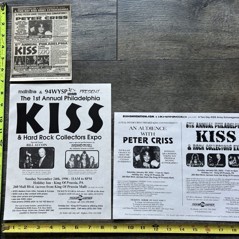 KISS Ad Advert PETER CRISS Philadelphia Kiss Expo 3pc Lot Vintage Kiss Aucoin