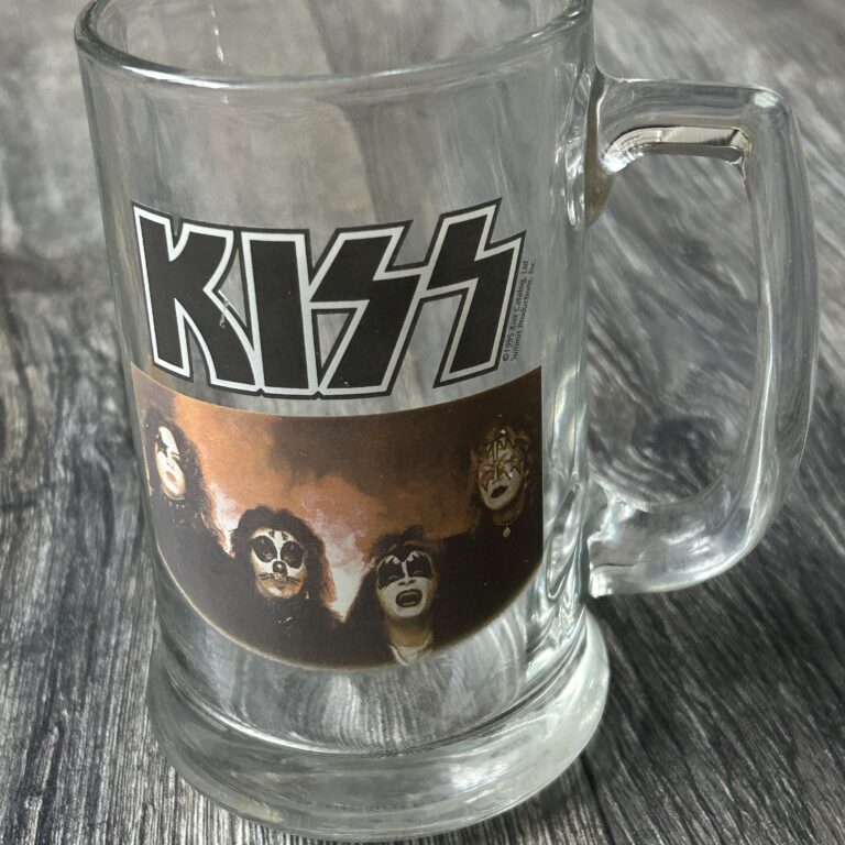 KISS Glass Coffee Or Beer Mug Summit Debut Album Outtake 5 1/2" 1995 Vintage Kiss Memorabilia