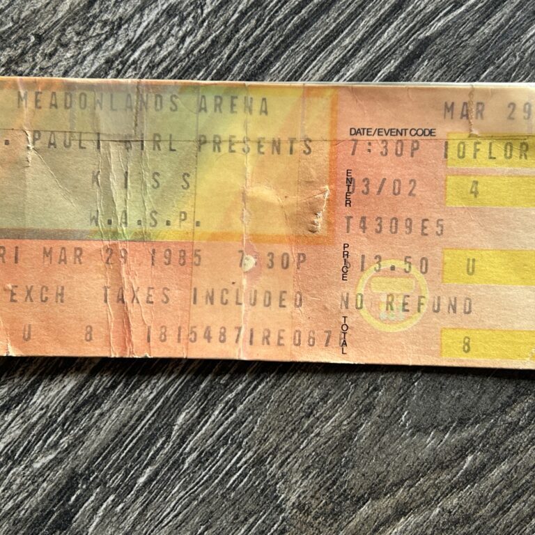 KISS Wasp Ticket Stub Animalize Concert Tour 1985 Meadowlands NJ Vintage Kiss