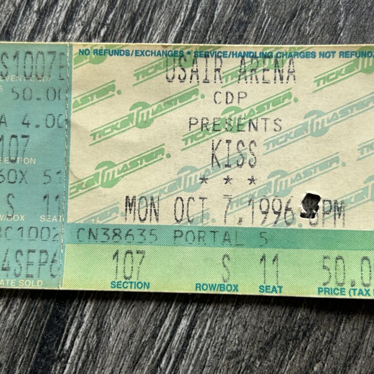 KISS Ticket Stub Alive Reunion Concert Tour Oct 7 1996 Baltimore MD Vintage Kiss