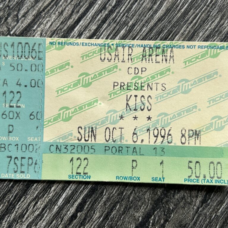 KISS Ticket Stub Alive Reunion Concert Tour Oct 6 1996 Maryland Vintage Kiss