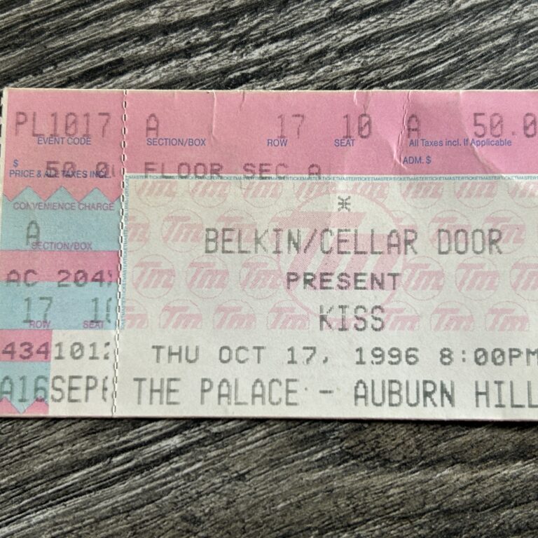 KISS Ticket Stub Alive Reunion Tour Oct 17 1996 The Palace Michigan Vintage Kiss