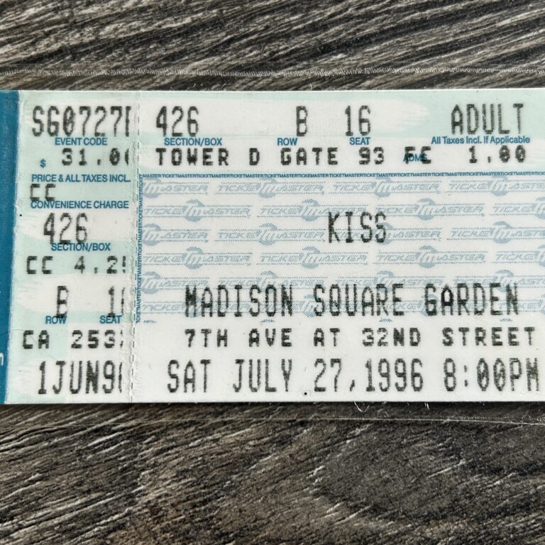 KISS Ticket Stub Alive Reunion Concert Tour July 27 1996 MSG NYC Vintage Kiss