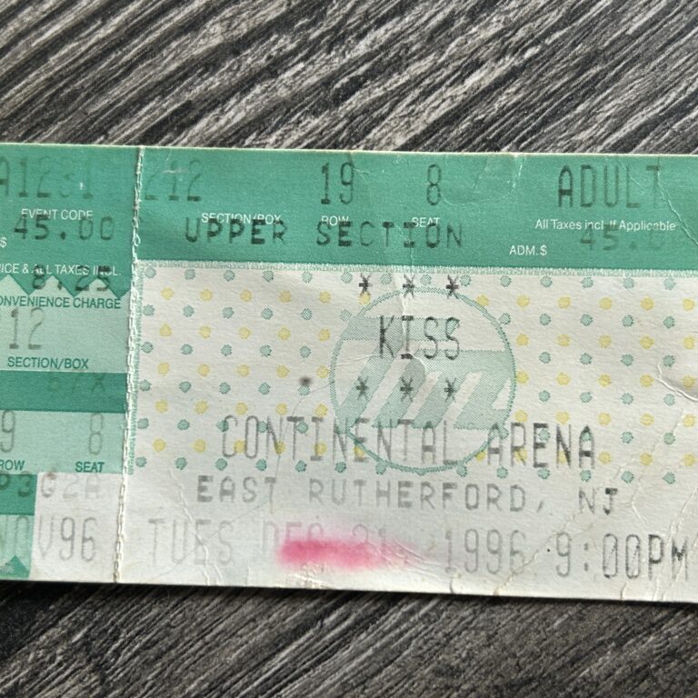 KISS Ticket Stub Alive Reunion Tour Dec 31 1996 Continental Arena NJ Vintage Kiss