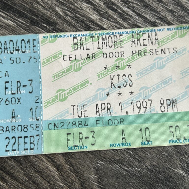 KISS Ticket Stub Alive Reunion Concert Tour Apr 1 1997 Baltimore Vintage Kiss