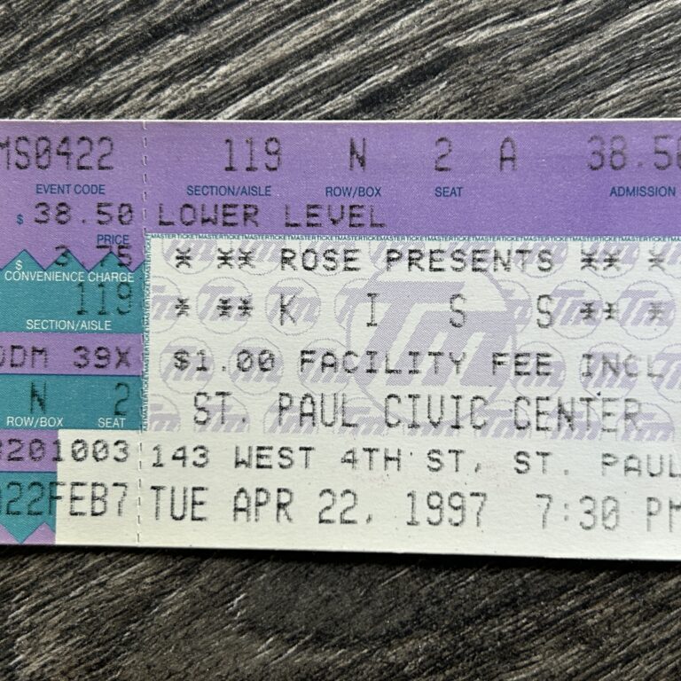 KISS Ticket Stub Alive Reunion Concert Tour Apr 22 1997 St. Paul MN Vintage Kiss