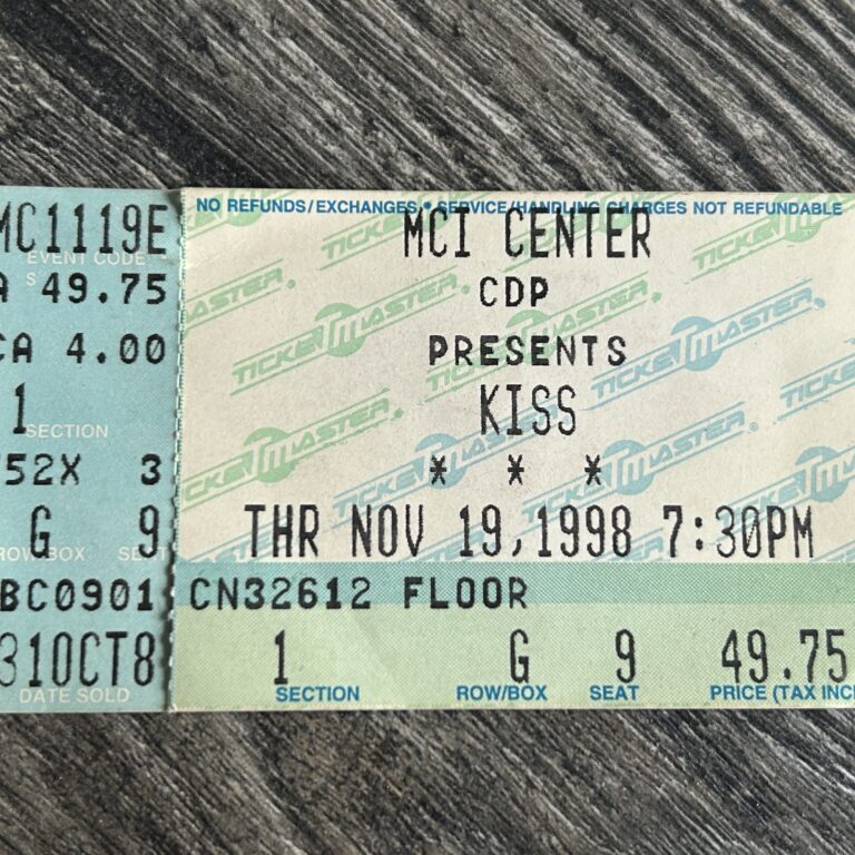 KISS Ticket Stub Psycho Circus Tour Nov 19 1998 Washington DC Vintage Kiss