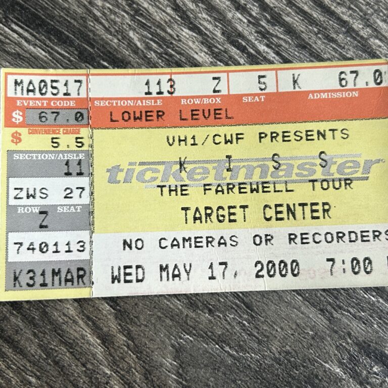 KISS Ticket Stub Farewell Concert Tour May 17 2000 Minneapolis Vintage Kiss