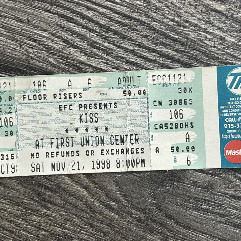 KISS Full Ticket Stub Psycho Circus Tour Nov 21 1998 Philadelphia Vintage Kiss