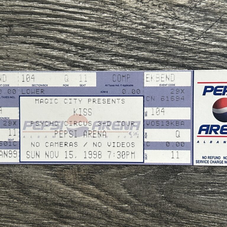 KISS Full Ticket Stub Psycho Circus Tour Nov 15 1998 Albany NY Vintage Kiss