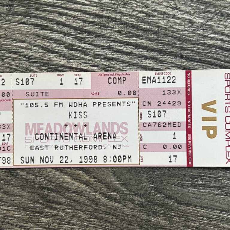 KISS Full Ticket Stub VIP Front Row Psycho Circus Nov 22 1998 NJ Vintage Kiss