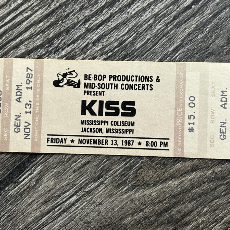 KISS Full Ticket Stub Crazy Nights Tour Nov 13 1987 Mississippi Vintage Kiss