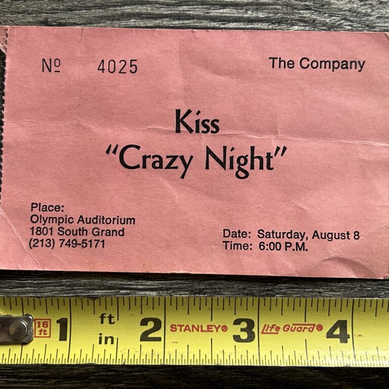 KISS Full Ticket Stub Crazy Nights Video Shoot Aug 1987 Los Angeles Vintage Kiss