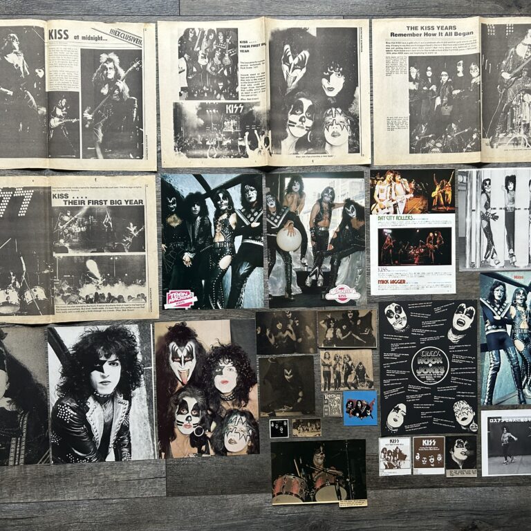 KISS Clippings 26pc Lot Debut Album & Hotter Than Hell Era Vintage Kiss Aucoin