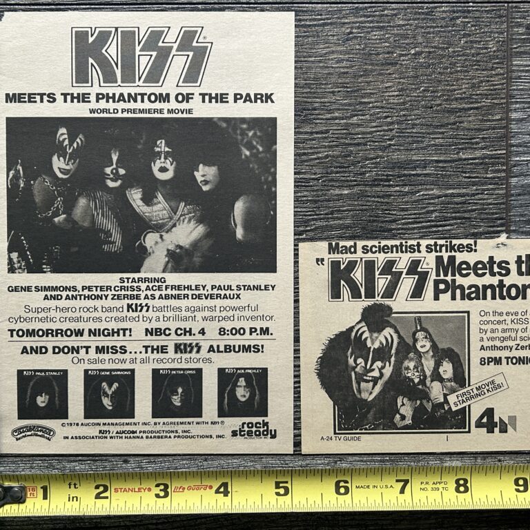 KISS Meets The Phantom Ad Advert 1978 NBC TV Movie 2pc Lot Vintage Kiss Aucoin