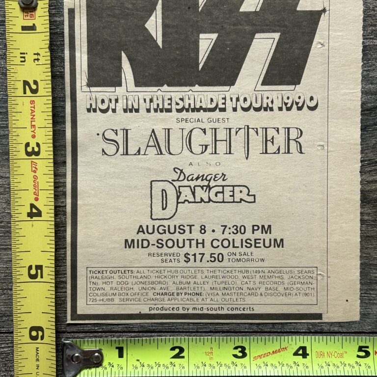 KISS Concert Ad Advert Hot In The Shade Concert Tour Aug 8 Memphis Vintage Kiss