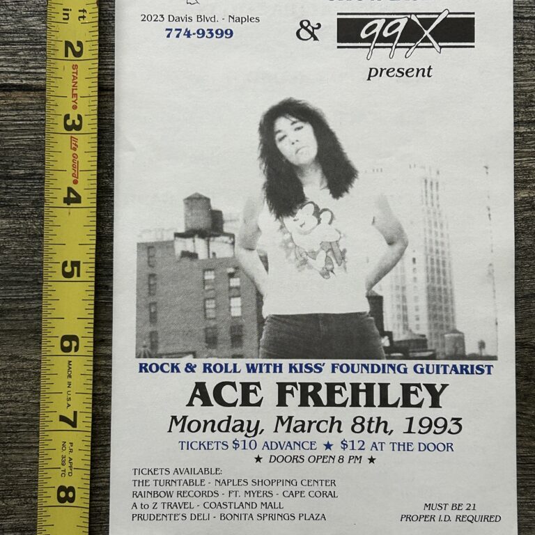 Kiss Handbill Flyer Concert Ad ACE FREHLEY Tour Oasis Florida 1993 Vintage Kiss