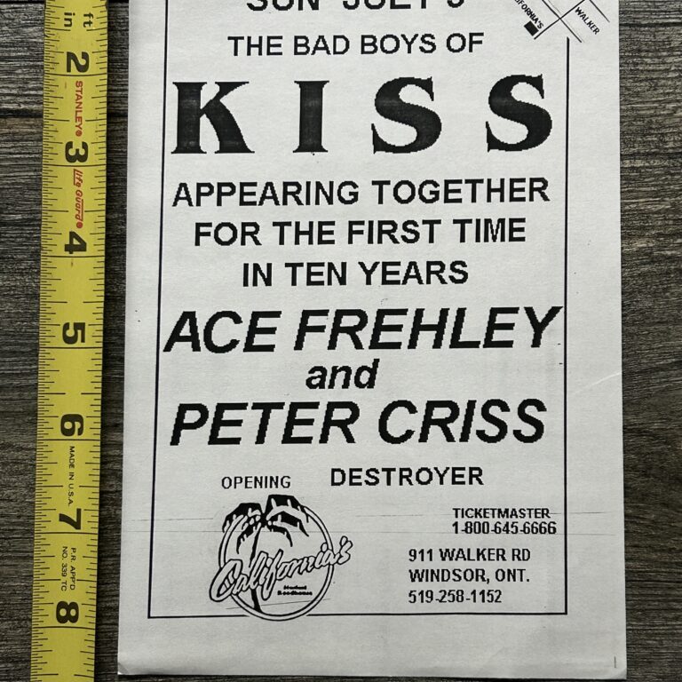 Kiss Handbill Flyer Concert Ad ACE FREHLEY PETER CRISS Ontario Vintage Kiss