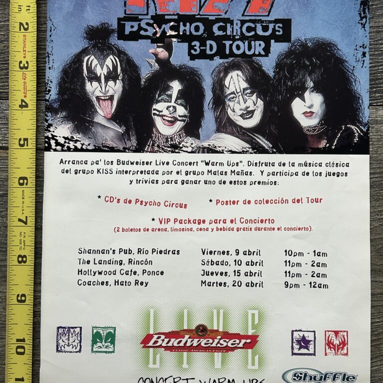 KISS Handbill Flyer Ad Advert Psycho Circus Concert Puerto Rico Vintage Kiss