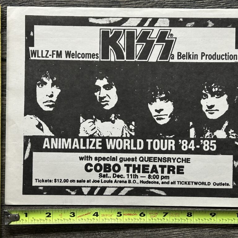 KISS Handbill Flyer Ad Animalize Concert Tour Cobo Detroit 1985 Vintage Kiss