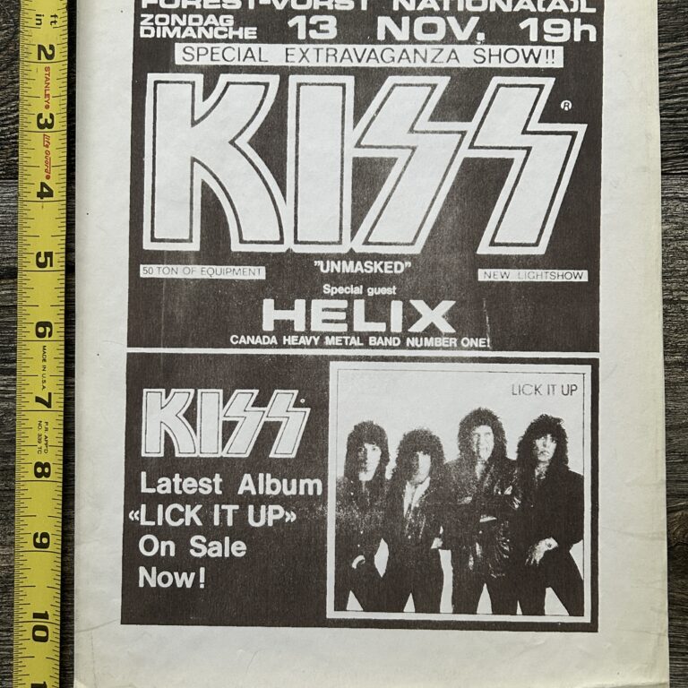 KISS Handbill Flyer Ad Advert Lick It Up Concert Tour Belgium 1984 Vintage Kiss